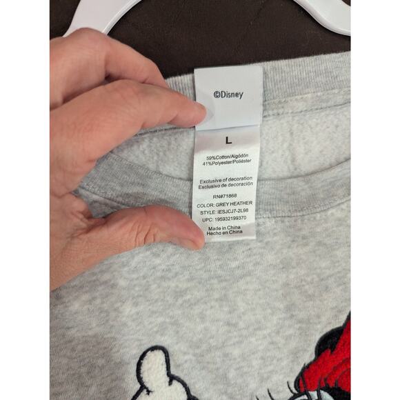 Women's heather gray sweatshirt w/Minnie Mouse embroidery size Large - Picture 7 of 11